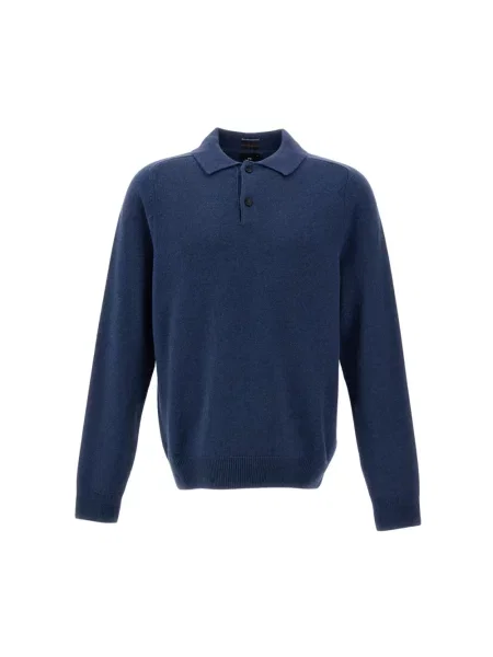 Koszulka polo Paul Smith wełniana z długim rękawem niebieska