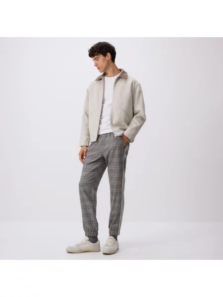 Reserved Kalhoty Jogger s lampasy středně šedá