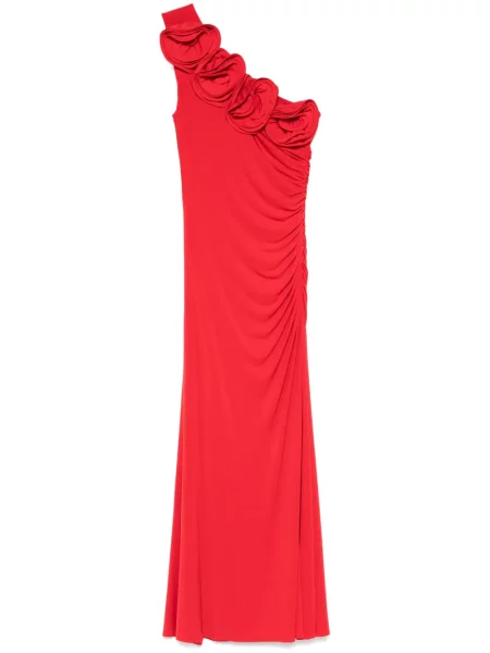 Rochie maxi Nissa cu model floral de costum roșu