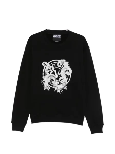 Hanorac Versace Jeans Couture cu decolteu rotund cu autograf negru