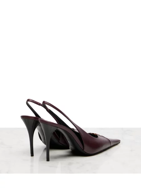 Pantofi cu toc Saint Laurent din piele slingback bordo