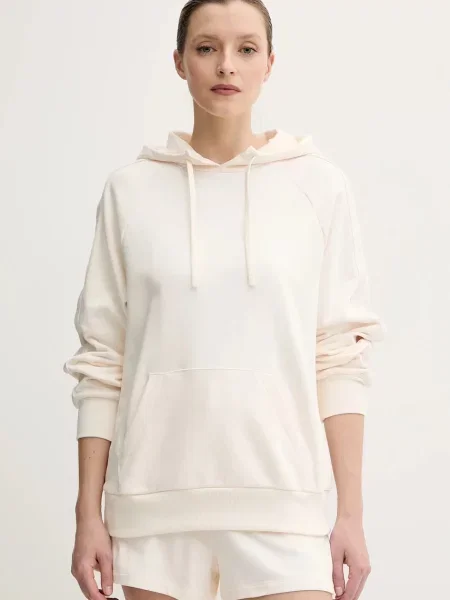 Суичър с качулка Armani Exchange с качулка с апликация бежово