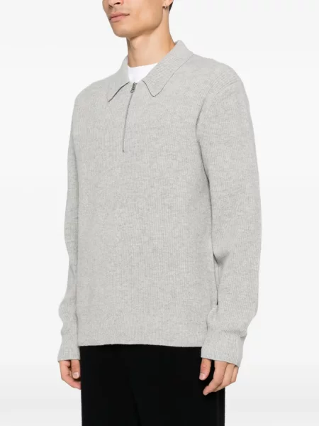 Tricou polo Samsøe Samsøe tricotate gri