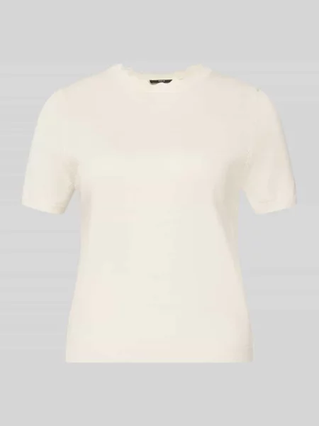 Koszulka z dzianiny z okrągłym dekoltem z falistym brzegiem Zero biała