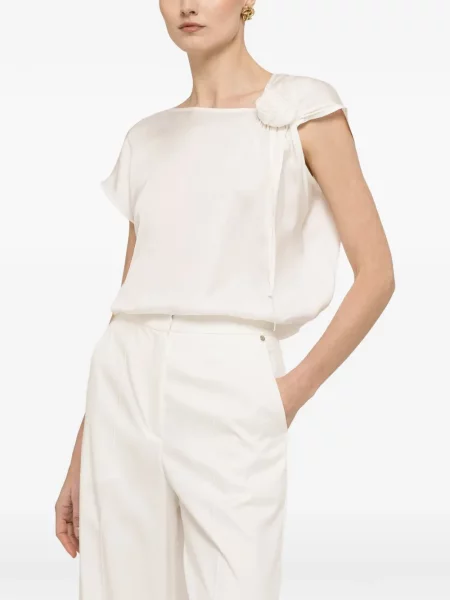 Top Nissa cu model floral alb