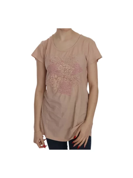 Koszulka Pink Memories z krótkim rękawem koronkowa beżowa