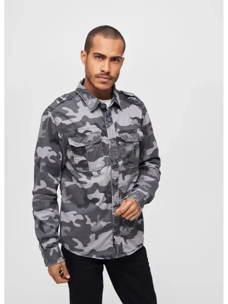 Ретро риза Brandit сиво