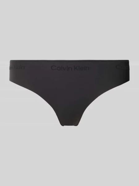 Stringi z bezszwowym wykończeniem Calvin Klein Underwear czarne