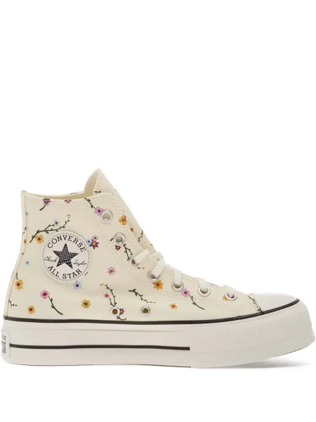 Kαρό δερμάτινα sneakers Converse Chuck Taylor All Star με πλατφόρμα μπλε