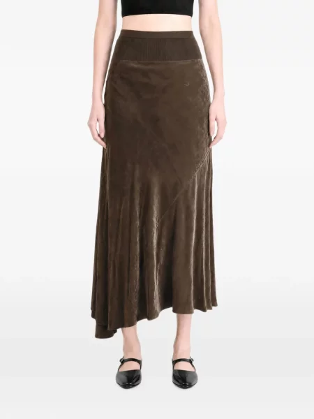 Fustă Rick Owens Drkshdw asimetrică maro