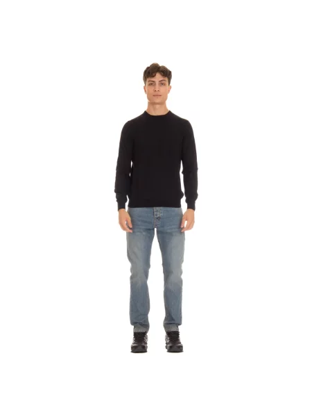 Sweter Barba z okrągłym dekoltem czarny