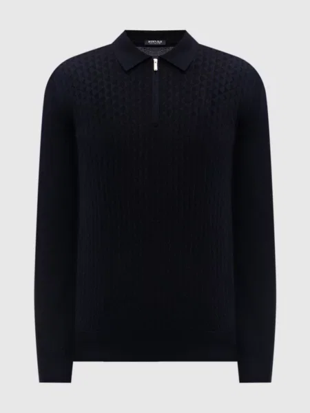 Поло з вовни та шовку у візерунок Bertolo Cashmere синє