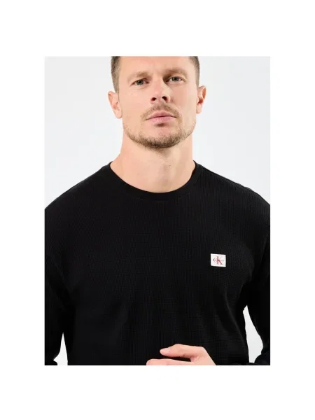 Tričko s dlhými rukávmi Calvin Klein Jeans s dlhými rukávmi čierna