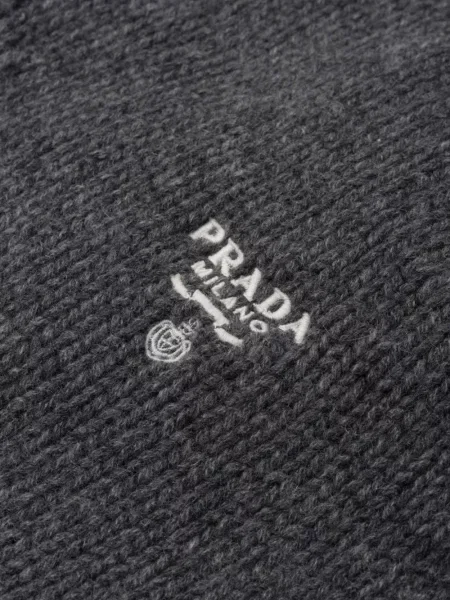 Siuvinėtas kašmyro šalikas Prada pilka