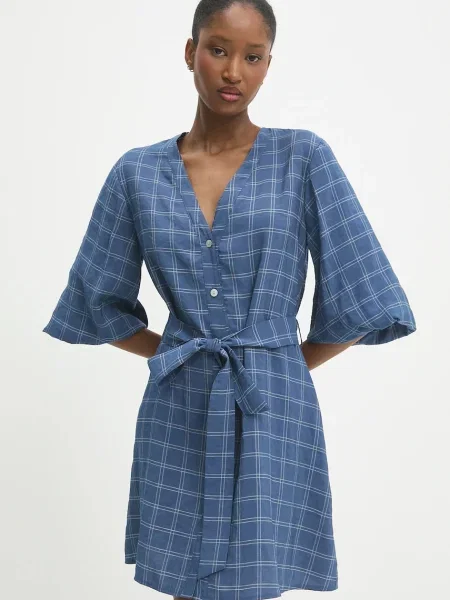 Answear Lab rochie mini evazată albastru