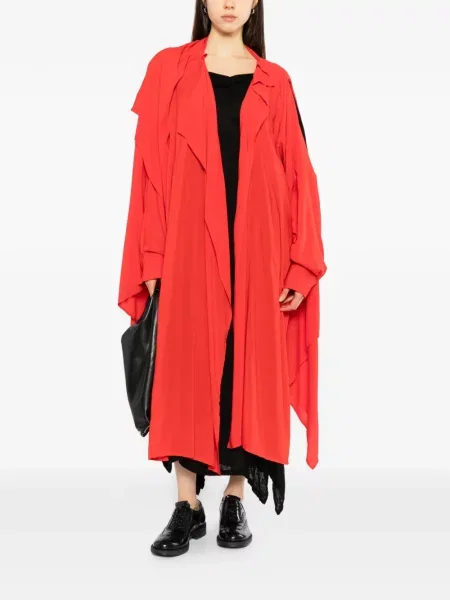 Palton Yohji Yamamoto asimetric drapat roșu