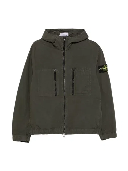 Kurtka koszulowa Stone Island z kapturem z kamieniami zielona