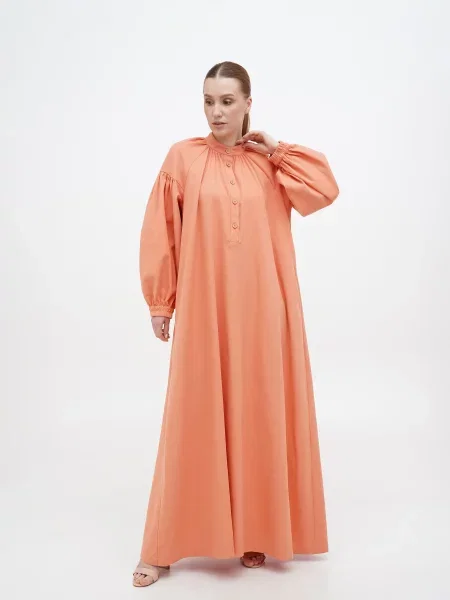 A LOT Сукня максі Персик Льон/бавовна