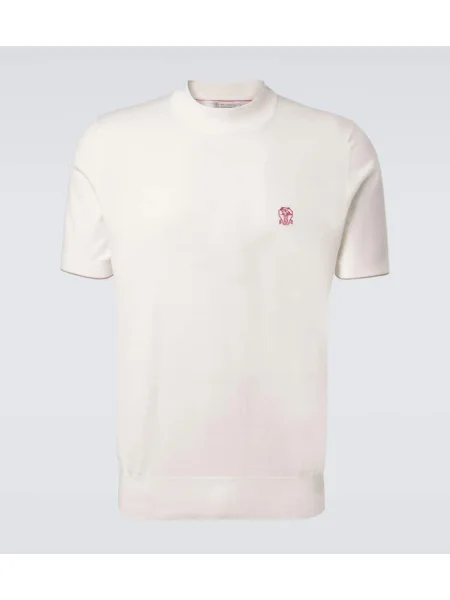 Tricou Brunello Cucinelli din jerseu alb