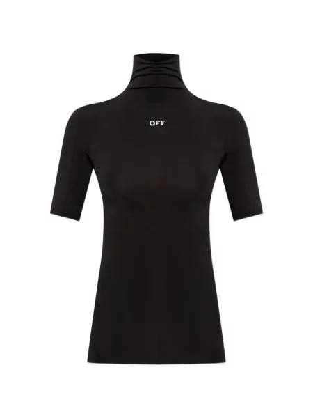 Top Off-white cu broderie alb