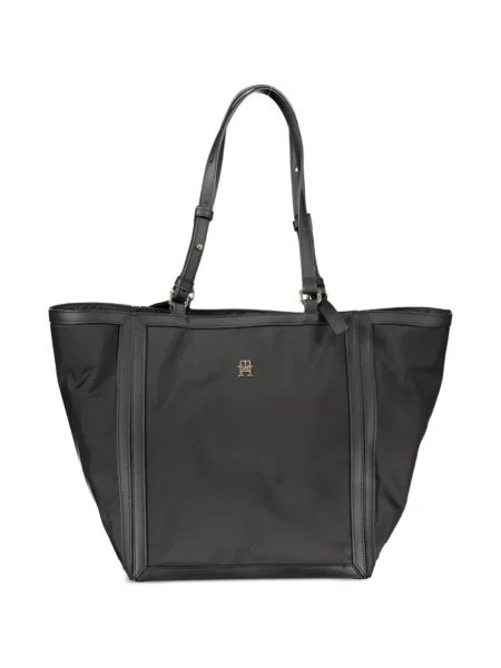 Bőr shopper táska Tommy Hilfiger fekete