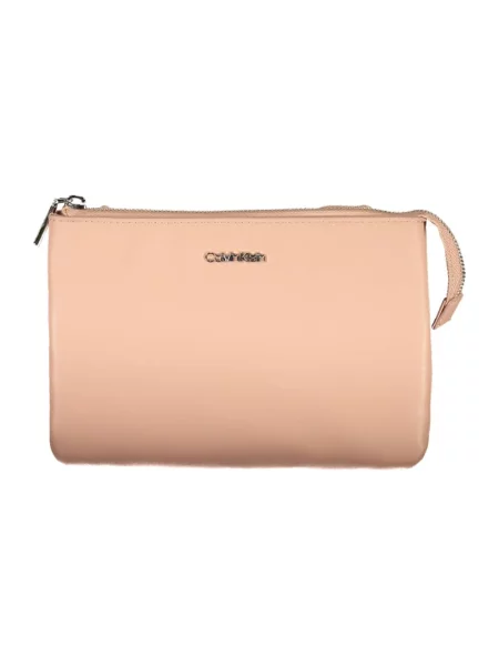 Lniana torebka Calvin Klein na ramiączkach różowa