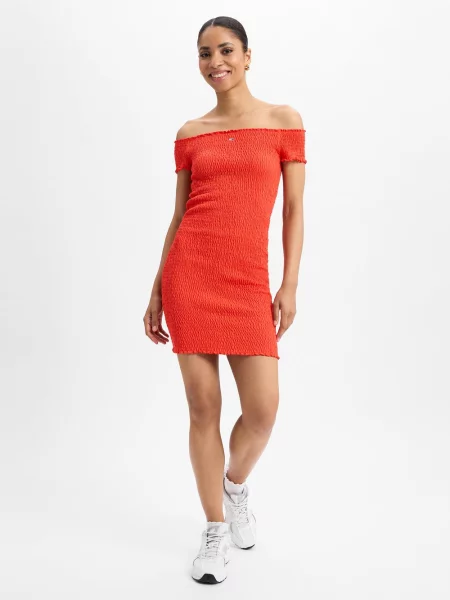 Tommy Jeans elastyczna sukienka Kobiety jednolity S pomarańczowy