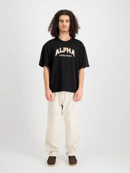 ALPHA INDUSTRIES Tričko mandarínková / čierna biela