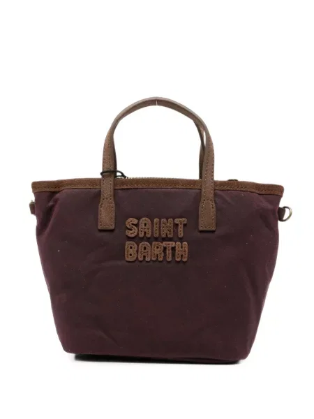Geantă shopper Mc2 Saint Barth din piele de căprioară cu autograf roșu