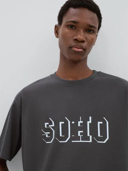 Wzorzysty t-shirt antracytowy Teen L MANGO TEEN