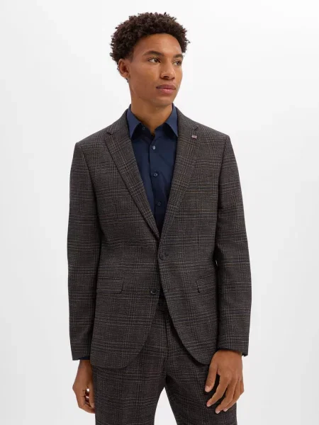 Finshley & Harding London marynarka z modułowej kolekcji Mężczyźni Slim Fit brązowy|niebieski 46 niebieska