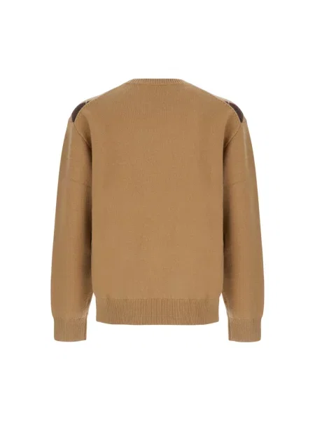 Sweter Dunst wełniany z wzorem argyle beżowy