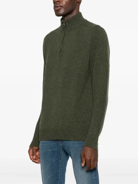 Pulover Barbour de lână de jumătate de fermoar verde