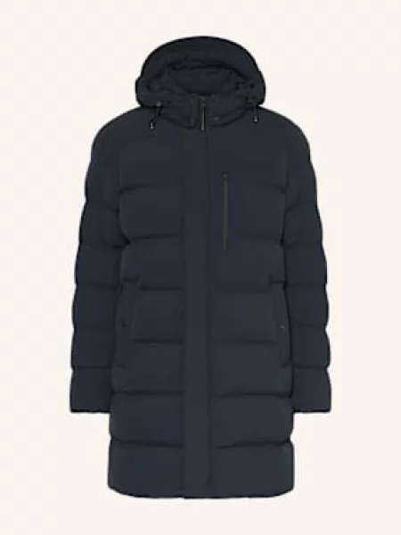 Woolrich Péřový Kabát S Odnímatelnou Kapucí tmavě modrá