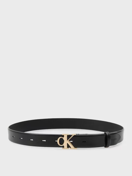 Кожаный ремень Calvin Klein с пряжкой черный