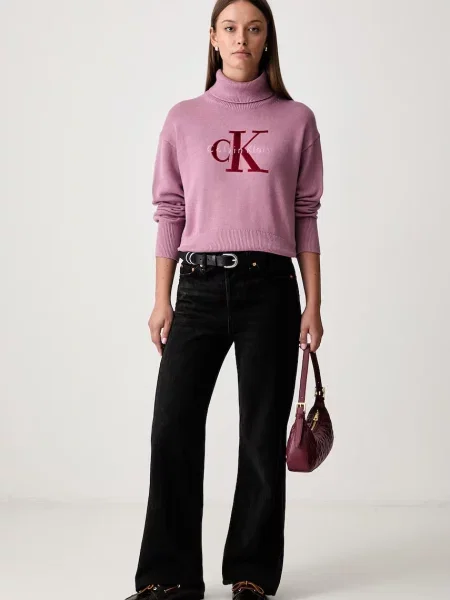 Calvin Klein Jeans Pulover mov orhidee / roșu roz