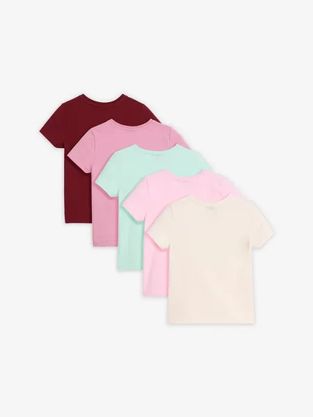 T-shirt z elastycznej bawełny organicznej 5 szt. różowa