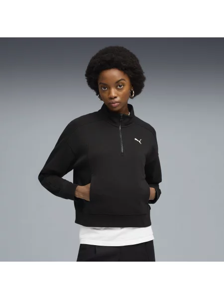 Bluza o luźnym kroju PUMA Class z zamkiem pod szyją Odzież S czarny