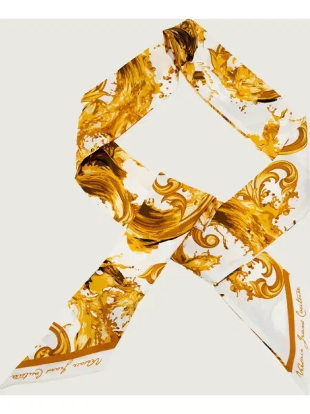 Fular Versace Jeans Couture de mătase galben