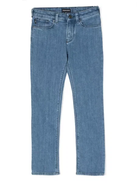 Jeansy straight leg dziecięce Emporio Armani niebieskie