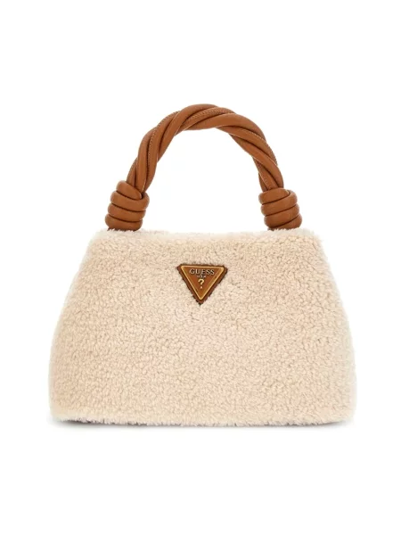 Mały sztuczne futro torebka Guess beżowa