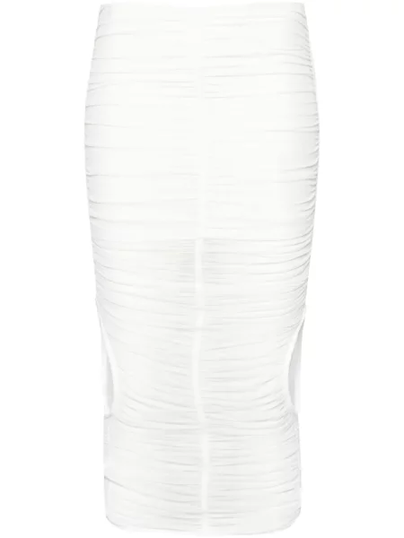 Fustă midi Mugler plasă până la genunchi alb
