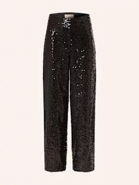 Rouge Vila Spodnie Z Cekinami schwarz czarne
