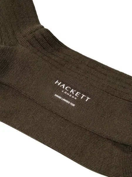 Плетени чорапи Hackett London бродирани зелено
