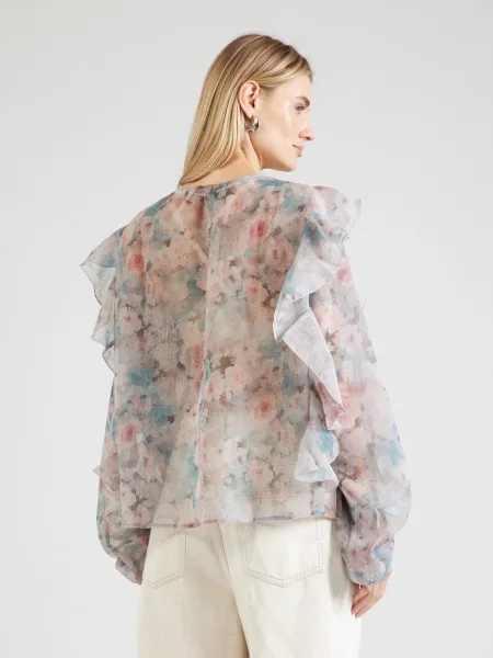 VERO MODA Blúz VMSABRINA világoskék / pasztell-rózsaszín fehér
