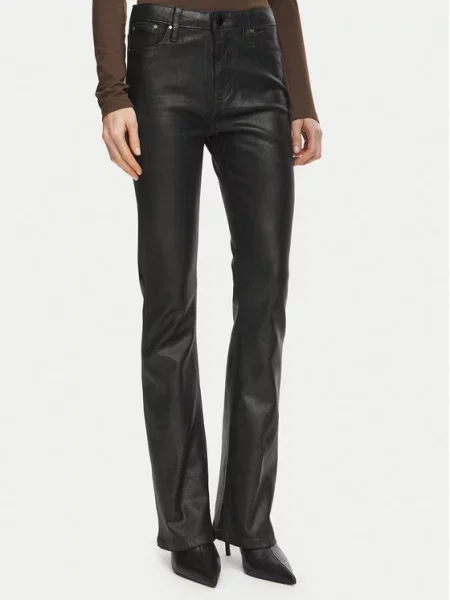 Guess Pantaloni din imitație de piele Bootcut Fit negru
