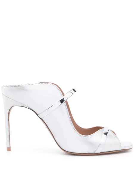 Papuci tip mules Malone Souliers din piele argintiu