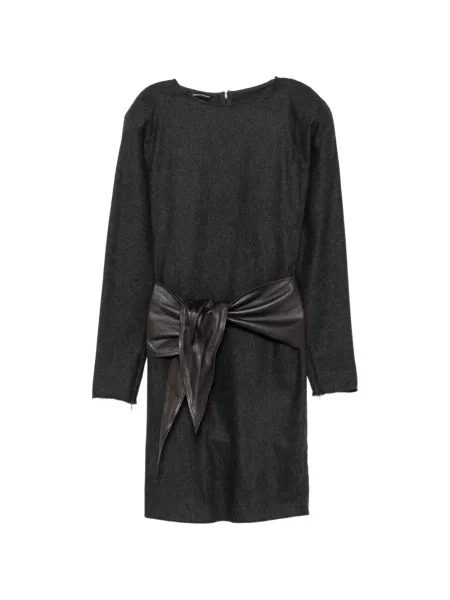 Cu centură lung rochie midi Emporio Armani gri