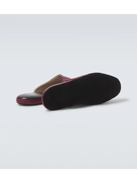 Papuci de casă Charvet din piele bordo