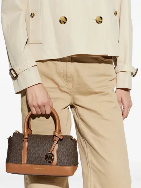 Плисирани панталон Michael Kors Collection с волани на райета кафяво